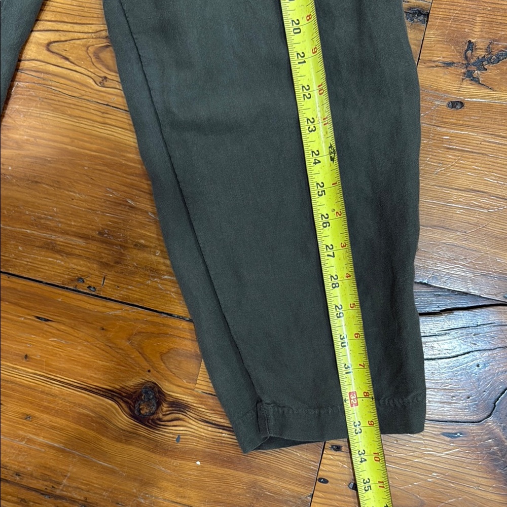 H & M Dark Green Linen Blend Elastic Waistband Lightweight Pants Size Medium - Picture 7 of 13